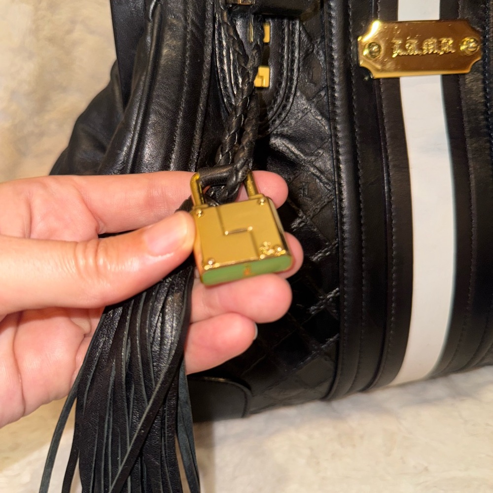 L.A.M.B. Black and White Leather Satchel, Vintage, Y2K - Picture 7 of 16